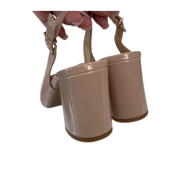 Alex Marie Nude Patent Slingback Heels With Block Heel & Buckle Strap - Size 6M - Picture 6 of 12